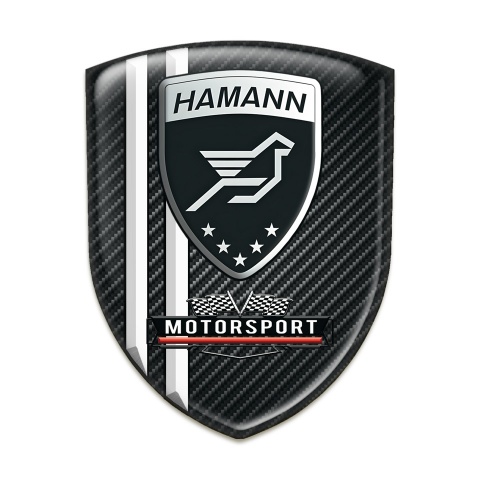 Hamann Silicone Car Decal Badge Black Fibers and White Stripes Style 