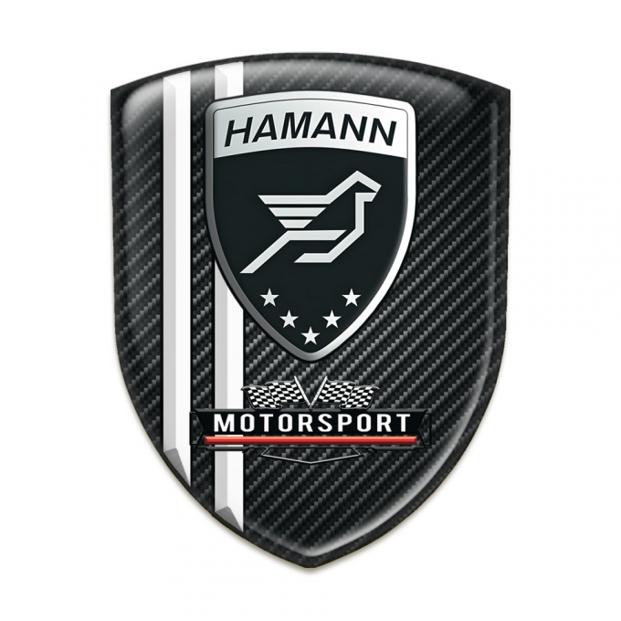 Hamann Silicone Car Decal Badge Black Fibers and White Stripes Style 