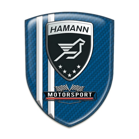 Hamann Auto Emblem Navy Blue Carbon White Stripes Design 