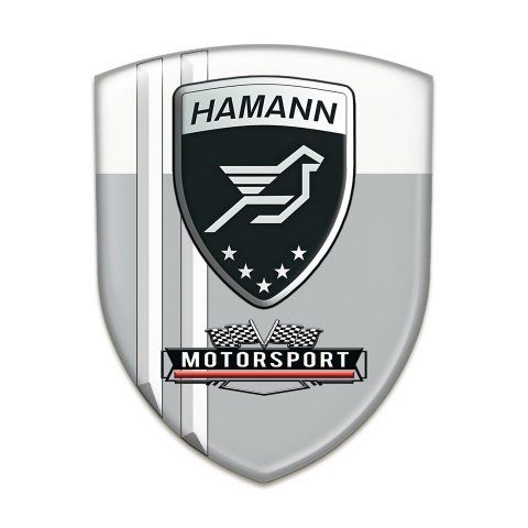 Hamann Emblem Badge Logo Grey White And White Stripes Design 