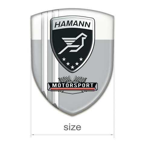 Hamann Emblem Badge Logo Grey White And White Stripes Design 