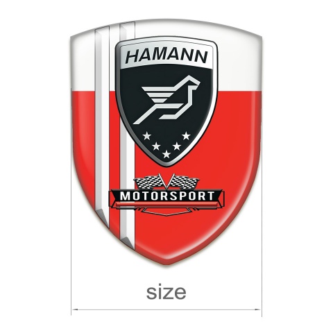 Hamann Self Adhesive Emblem Logo Red White with White Stripes Design 
