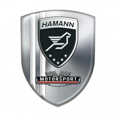 Hamann Tuning Badge Silver with White Stripes Motorsport Style 