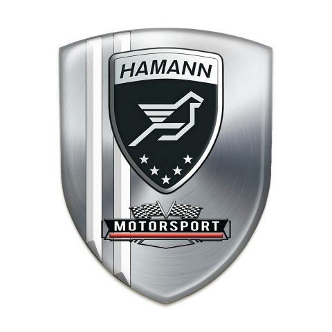 Hamann Tuning Badge Silver with White Stripes Motorsport Style 