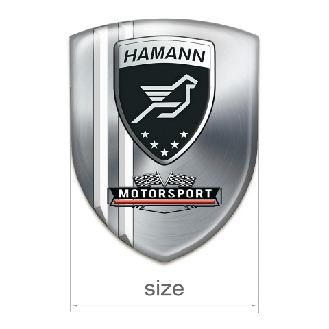 Hamann Tuning Badge Silver with White Stripes Motorsport Style 