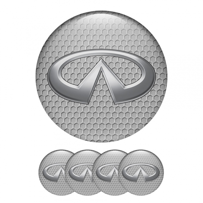 Infiniti Domed Stickers Wheel Center Cap Silver Line