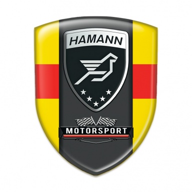 Hamann Self Adhesive Car logo Emblem yellow with Red Band and Black Logo Panel 