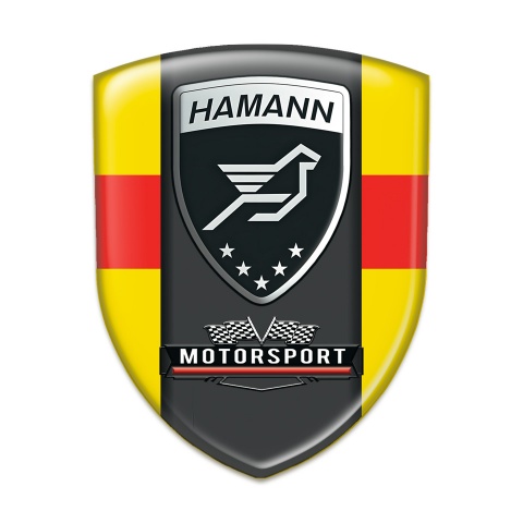Hamann Self Adhesive Car logo Emblem yellow with Red Band and Black Logo Panel 