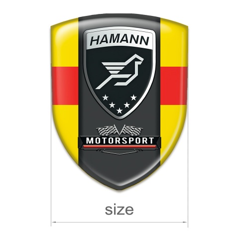Hamann Self Adhesive Car logo Emblem yellow with Red Band and Black Logo Panel 