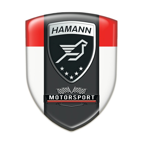 Hamann  Silicone Car Decal Badge White Red with Black Logo Panel 