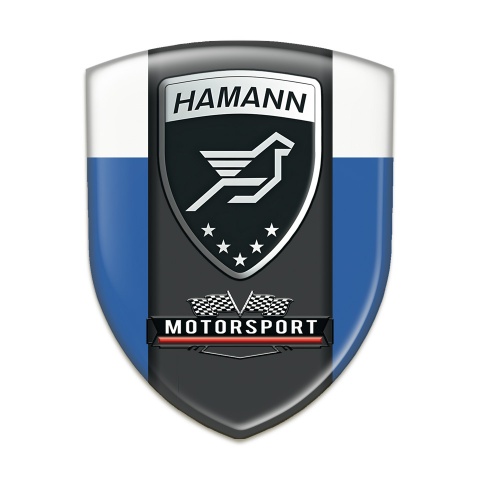 Hamann Emblem Badge Logo Blue White with Black Logo Panel 