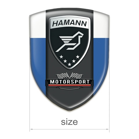Hamann Emblem Badge Logo Blue White with Black Logo Panel 