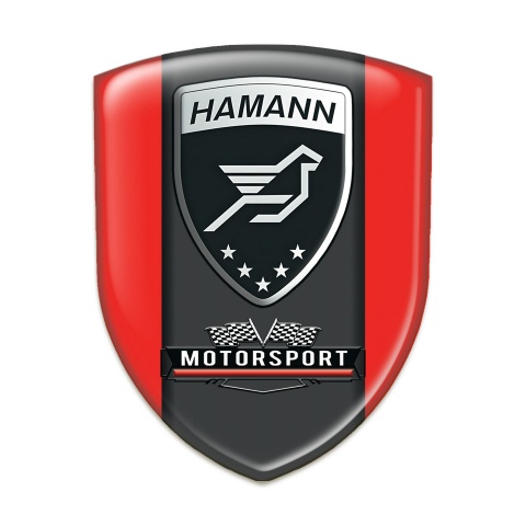Hamann Silicone Car Decal Badge Red with Black Logo Panel 