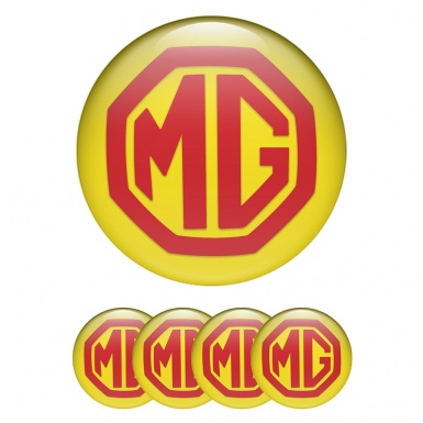 MG Emblems for Wheel Center Caps Yellow Red Logo