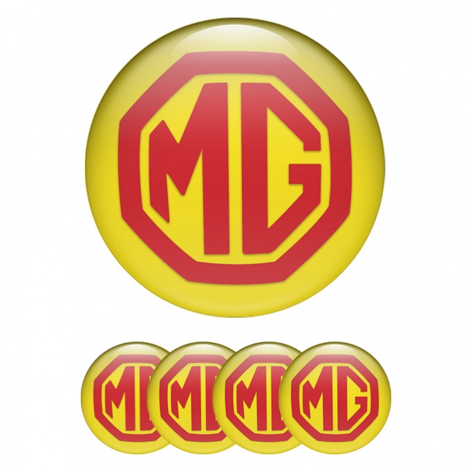 MG Emblems for Wheel Center Caps Yellow Red Logo