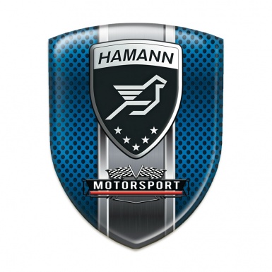 Hamann Logo Emblem Blue Perforated Base Motorsport Style 