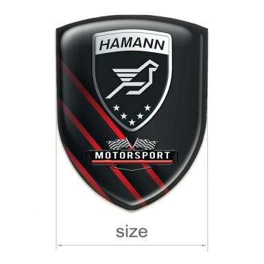 Hamann Domed Emblem Black with Red Diagonal Lines Decoration 