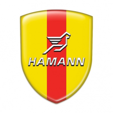 Hamann Self Adhesive Car logo Emblem Yellow with Red Ribbon Pattern 
