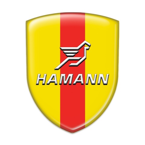 Hamann Self Adhesive Car logo Emblem Yellow with Red Ribbon Pattern 