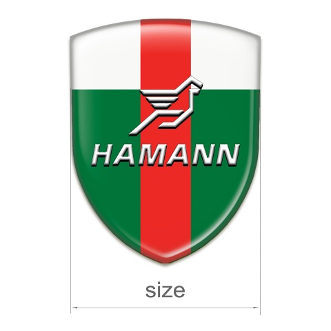 Hamann Silicone Car Decal Badge Green White with Red Ribbon Pattern 