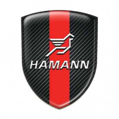 Hamann Self Adhesive Emblem Logo Black Fibers with Red Band Pattern 