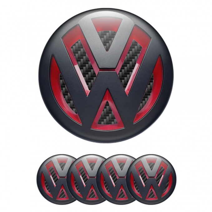 VW Wheel Emblems for Center Caps 3D Carbon Edition