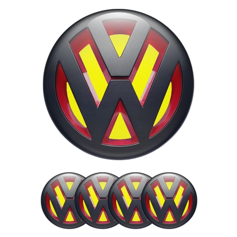 VW Emblems for Wheel Center Caps 3D Yellow Edition