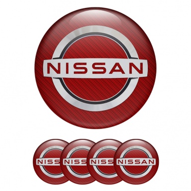 Nissan Wheel Emblems for Center Caps Red Carbon