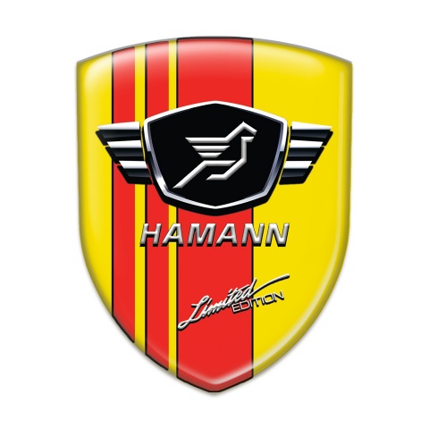 Hamann Emblem Badge Logo Yellow Base Red Tapes 