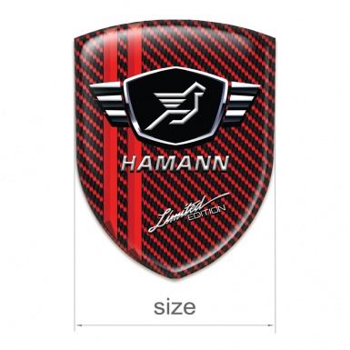 Hamann Self Adhesive Car logo Emblem Red Carbon Base Red Lines 