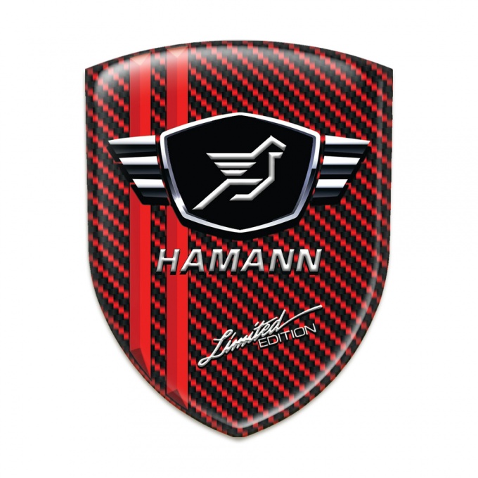 Hamann Self Adhesive Car logo Emblem Red Carbon Base Red Lines 