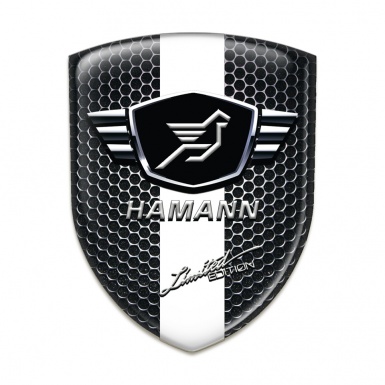 Hamann Tuning Badge  Perforated Steel with White Ribbon 