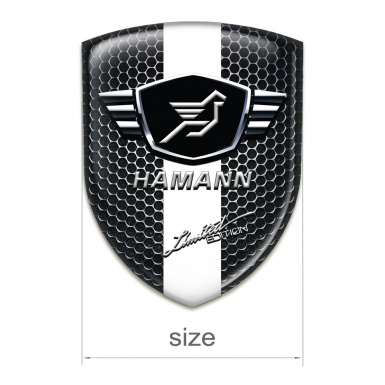 Hamann Tuning Badge  Perforated Steel with White Ribbon 