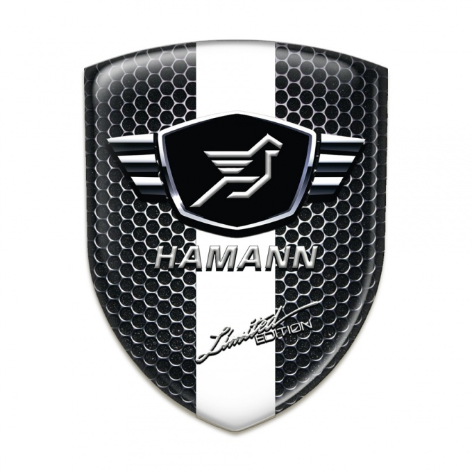 Hamann Tuning Badge  Perforated Steel with White Ribbon 