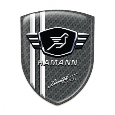 Hamann Emblem Badge Logo Carbon Base with White Stripes 