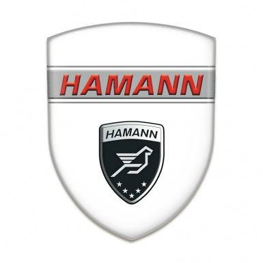 Hamann Emblem Badge Logo White Base Red Inscription Style 