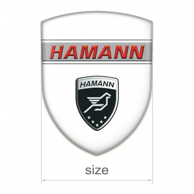 Hamann Emblem Badge Logo White Base Red Inscription Style 