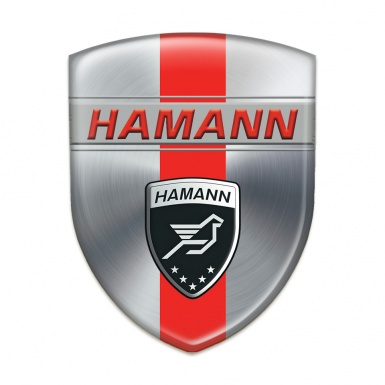 Hamann Auto Emblem Silver with Red Band and Red inscription