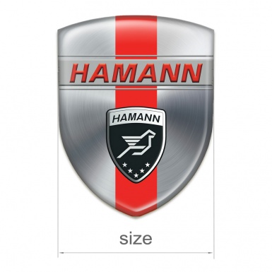 Hamann Auto Emblem Silver with Red Band and Red inscription