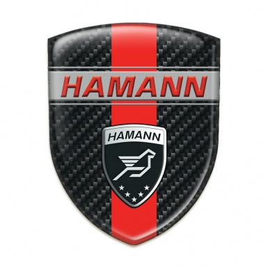 Hamann Car Interior Badge Black Fibers with Red Band and Red inscription