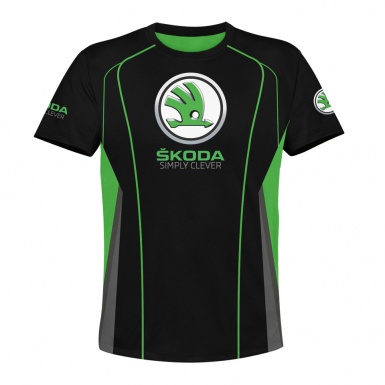 Skoda T-shirt Crew Neck Black Green