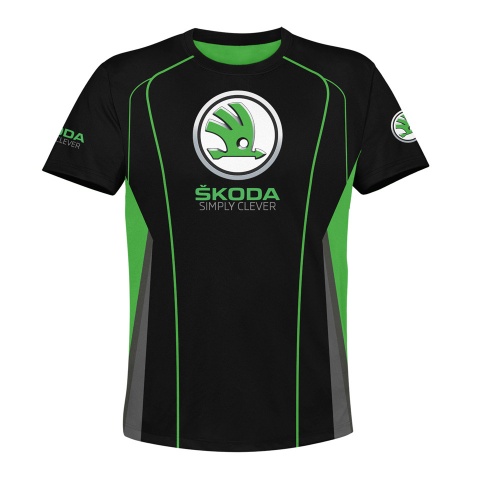 Skoda T-shirt Crew Neck Black Green