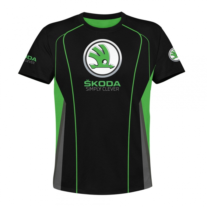 Skoda T-shirt Crew Neck Black Green