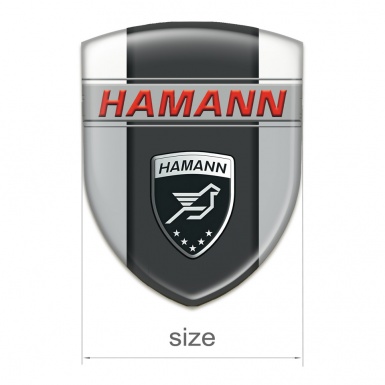 Hamann Car Accessories Badge Grey White Background and Dark Logo Panel 