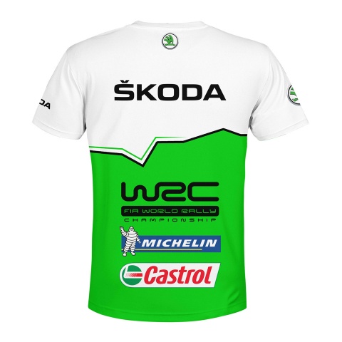 Skoda WRC T-shirt White Electric Green