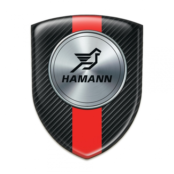 Hamann Silicone Car Decal Badge Dark carbon with Red Band Print 