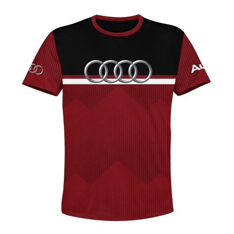 Audi T-shirt Classic Crew Neck Red Black