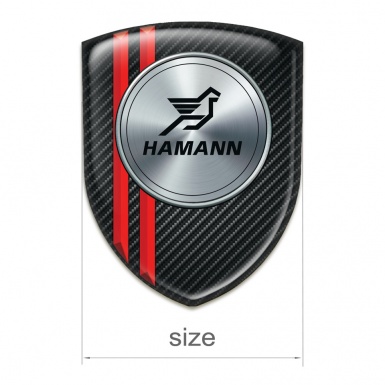 Hamann Self Adhesive Car logo Emblem dark Carbon with Red Lines Version 