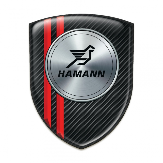 Hamann Self Adhesive Car logo Emblem dark Carbon with Red Lines Version 