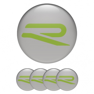 VW R Line Emblems Wheel Center Caps Grey Green Edition